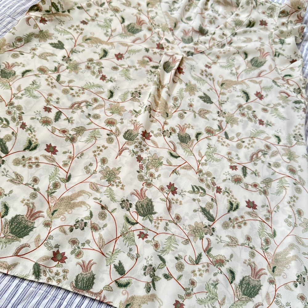 Rose & Olive Cream Botanical Floral Top - S Small - Boho Ruffle Romantic - Picture 5 of 15